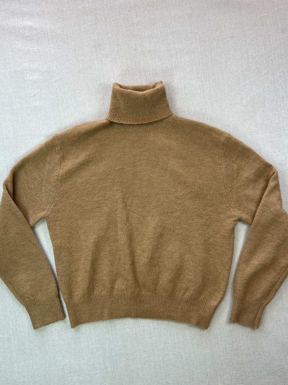 Women’s Classic Professional Tan Soft Long Sleeve Turtleneck Sweater - Size S